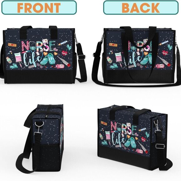 Large Waterproof Tote Bag Women with Pockets Zipper Travel Work Grocery - Picture 4 of 6